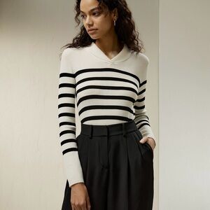 Lilysilk Striped Ultra-fine Merino Wool Sweater